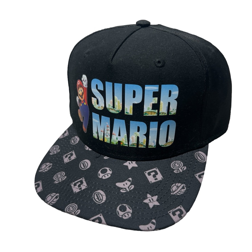 Boys Super Mario Hat Black SnapBack adjustable